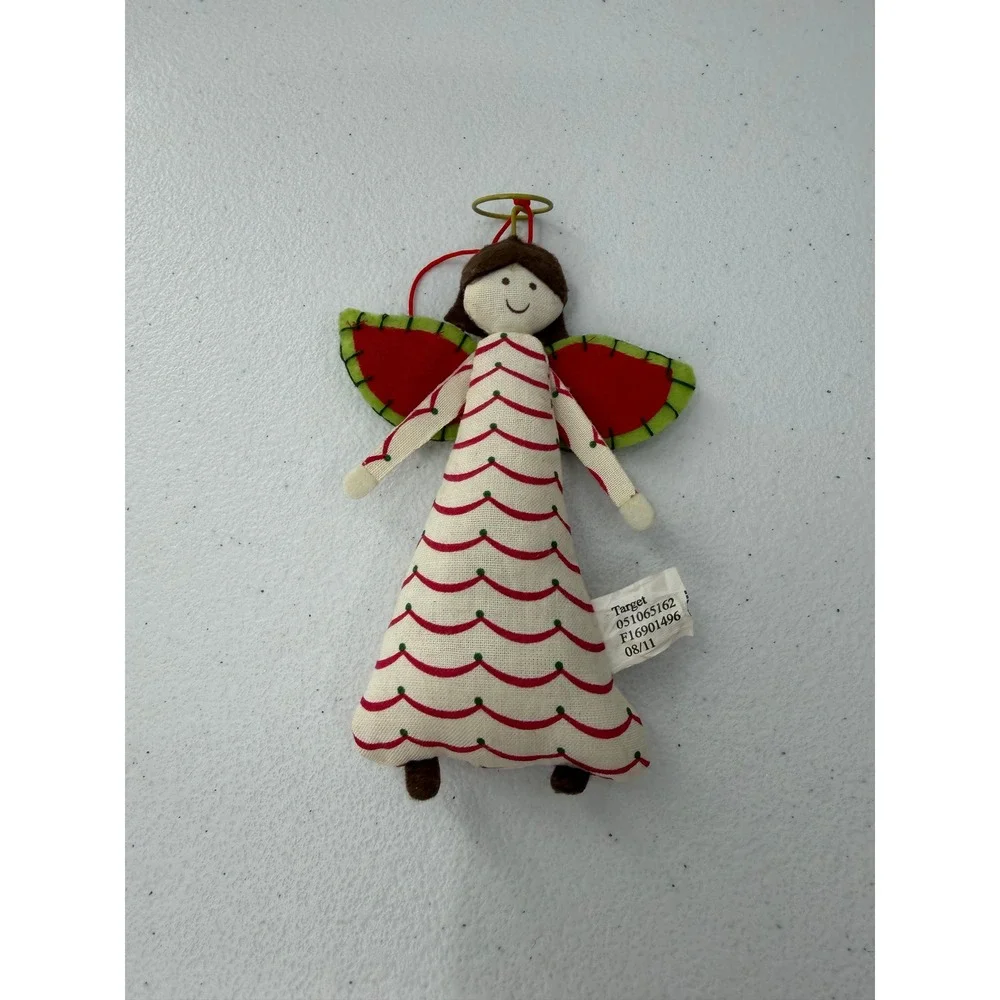 Target Christmas Ornaments Lot 3 Angel Fox Owl Felt Tweed Fabric Holiday Decor